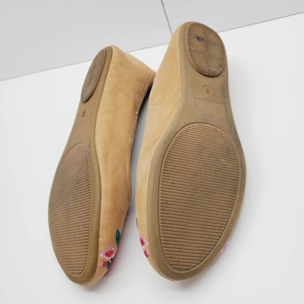 Pioneer Woman Embroidered Tan Ballet Flat Shoes Size 8 - Picture 9 of 11